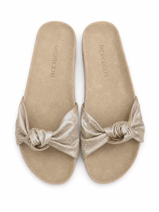 Jack Rogers Shoes - Jack Rogers Metallic Champagne Knot Slide Sandals NWOT